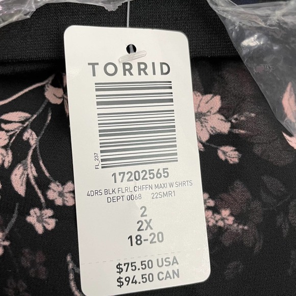 Torrid Black and Pink Floral Maxi Skirt - Picture 6 of 8